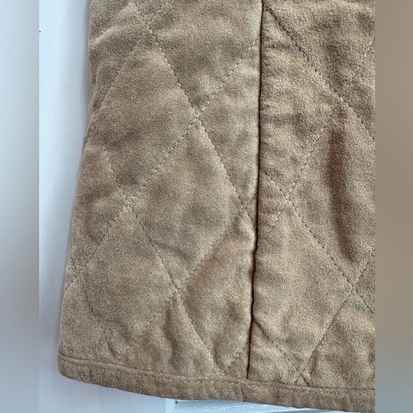 Vintage Ann Taylor 100% Leather Suede Tan Quilted Zip Front Vest Size Medium M - Picture 10 of 11